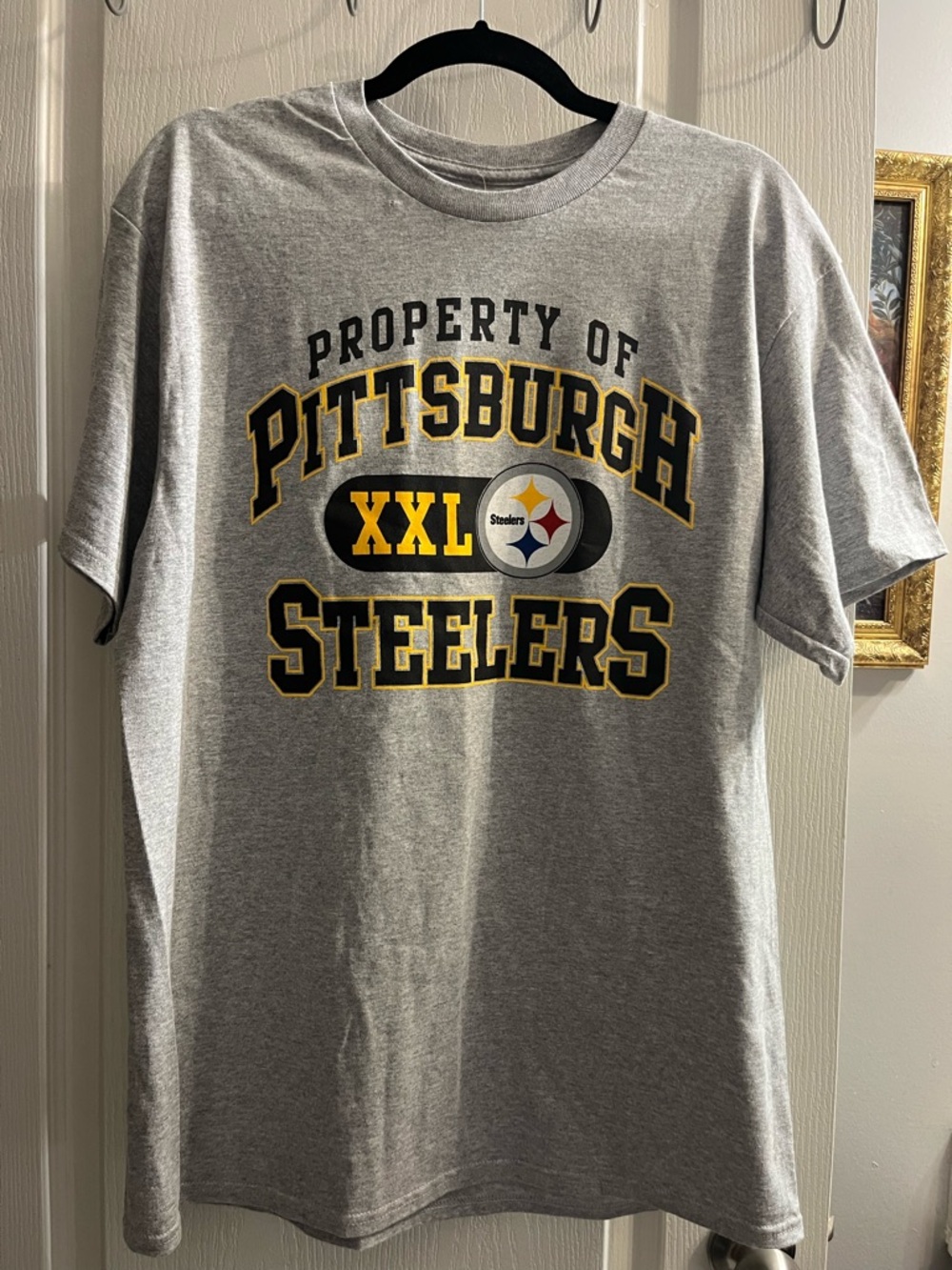 NFL Team Apparel Gray Crewneck Tee with Logo Tag